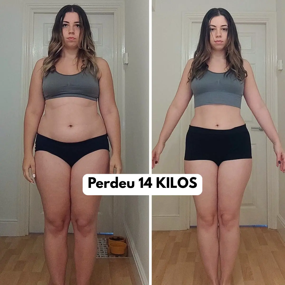 Comparação antes e depois de Ana, 28 anos